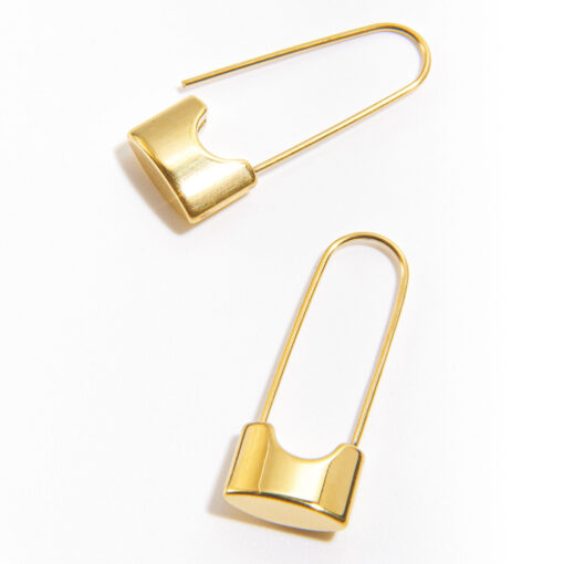 Gold Pin Lock-Shape Earrings