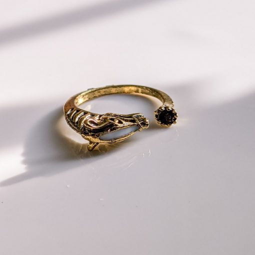 Gold Horse Diamond Trendy Ring - Size 6