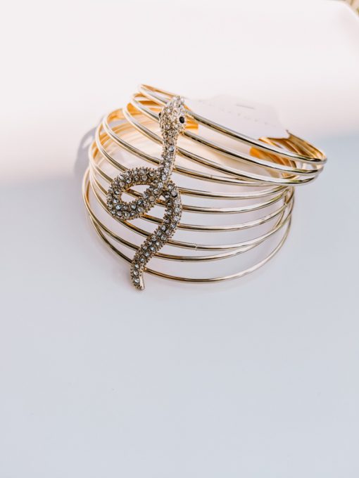 Gold Multi-layer Snake Diamond Bracelet