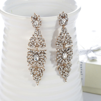 Gold & White Crystal Zircon Earrings