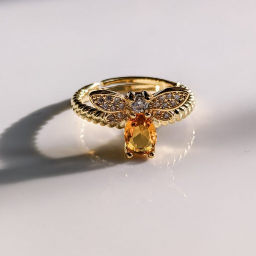 Gold Plated Yellow Bee Ring