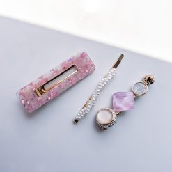 Pink Pearl Button Style Hairpin