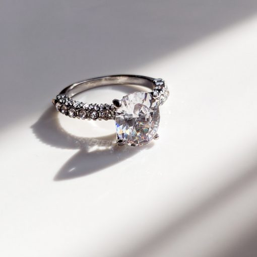 Platinum Plated Diamond Four-Claw Ring