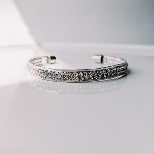 Silver Two Rows Diamond Bracelet