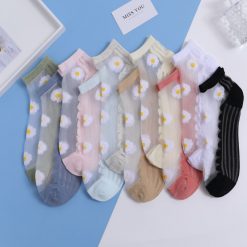 Women Daisy Floral Silk Socks - Three Designs