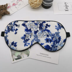 Blue & White Porcelain Floral 100% Silk Eye Mask
