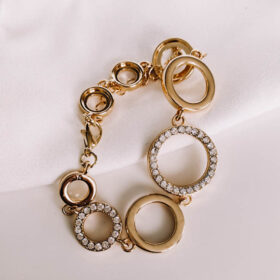 Gold Circles Rhinestone Bracelet