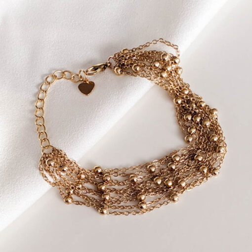 Multilayer Beads Gold Chain Bracelet