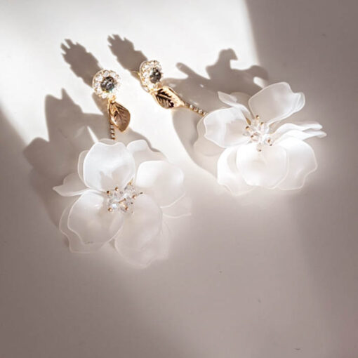 Statement White Flower Earrings