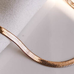 Herringbone Chain Bracelet (Rose Gold Plated, Tarnish Free)