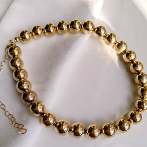 Gold Round Beads Choker Necklace