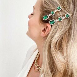 Green Rhinestone Luxury Crystal Hairpin