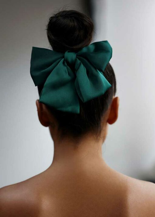 Green Satin Bow Knot Hairclip