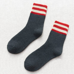 2 Pcs Blue & Black Striped Thick Winter Socks