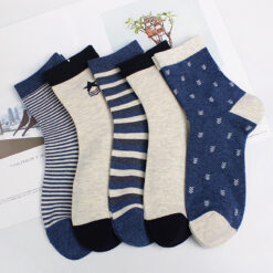 5 Pcs Blue & White Stripes Socks