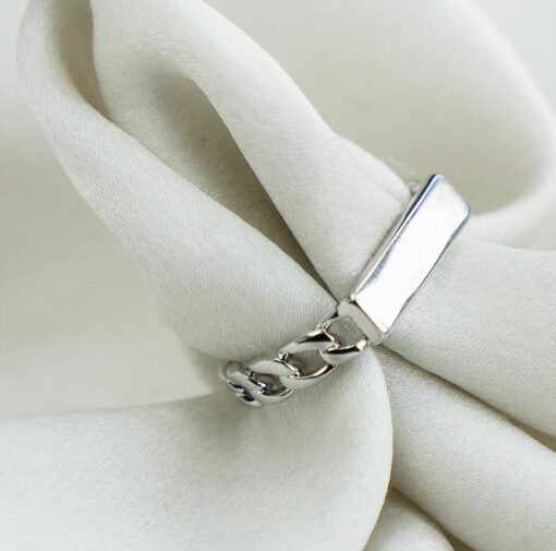 Silver Bar Chain Ring- Gold Plated