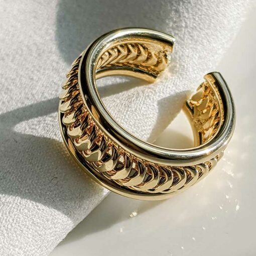 Gold Plated Retro Link Ring