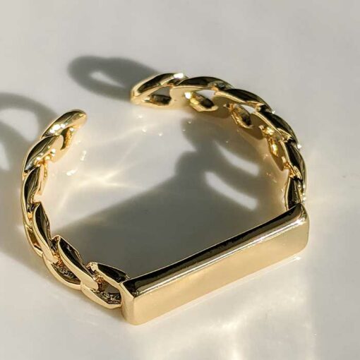 Gold Bar Chain Ring (Gold Plated)