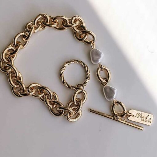 Chain Pearl Accent Bracelet