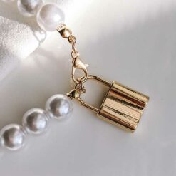Gold Lock Pearl Bracelet