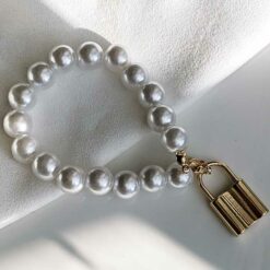 Gold Lock Pearl Bracelet