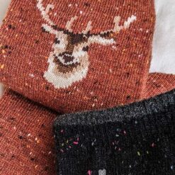 2 Pcs Elk Reindeer Wool Socks