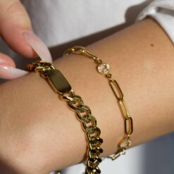Gold Plated Paperclip Chain Bracelet