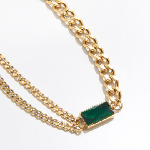 Emerald Accent Chain Bracelet
