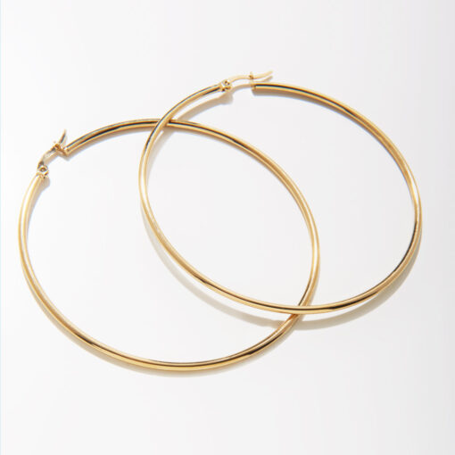 Classic Hoop Earrings - Gold - 2.75inch (Gold Plated, Tarnish Free)
