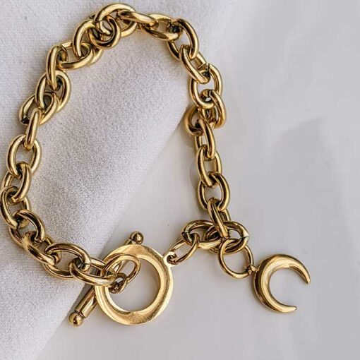 Crescent Moon Bracelet (Gold Plated, Tarnish Free)