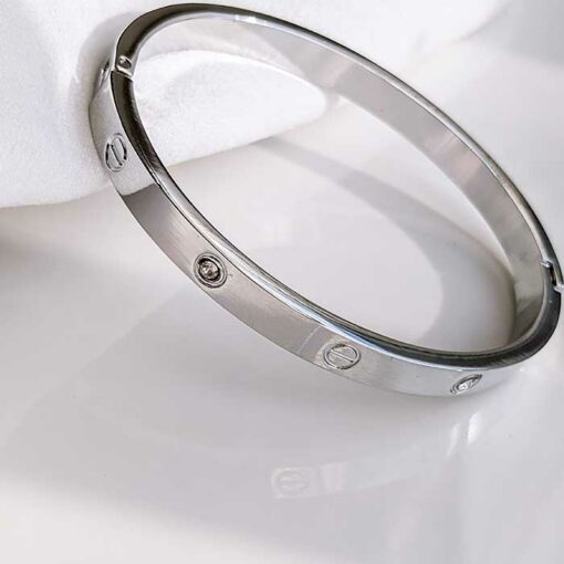 Silver Diamond In-laid Stylish Bracelet