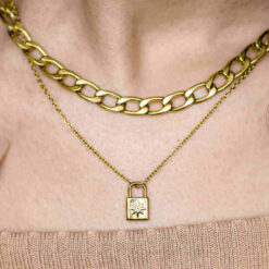 Gold Lock Necklace (18K Gold Plated, Tarnish Free)