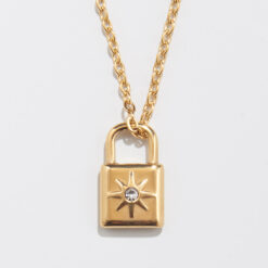 Gold Lock Necklace (18K Gold Plated, Tarnish Free)