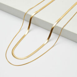 Layered Herringbone Necklace (Gold Plated, Tarnish Free)