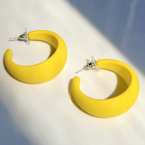 Sterling Silver (925) Yellow Hoop Earrings