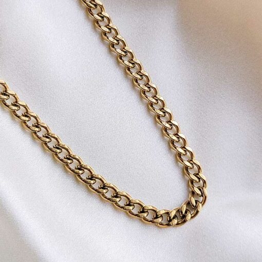 3mm Cuban Chain Necklace (18K Gold Plated,Tarnish Free)