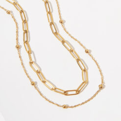 Layered Paperclip Necklace (Gold Plated, Tarnish Free)