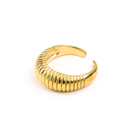 Fluted Croissant Ring (18K Gold Plated, Tarnish-Resistant)