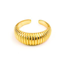 Fluted Croissant Ring (18K Gold Plated, Tarnish-Resistant)