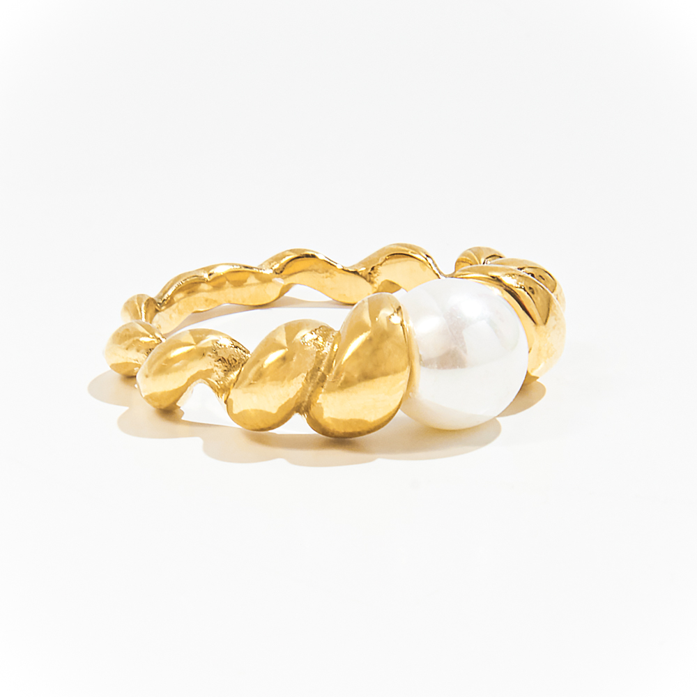 Pearl Croissant Ring (Gold Plated, Tarnish-Resistant) - Pearlory