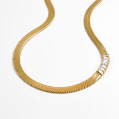 White Zircon Necklace (18K Gold Plated, Tarnish-Free)