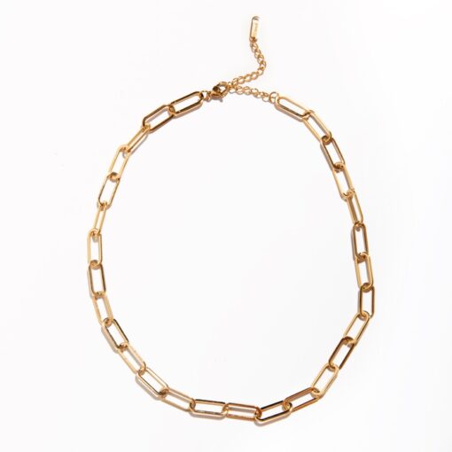 Paperclip Chain Necklace (18K Gold Plated, Tarnish-Free)