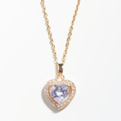 Zirconia Heart Necklace (18K Gold Plated, Tarnish-Free)