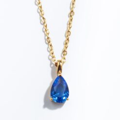 December Blue Zircon Birthstone Necklace (18K Gold Plated, Tarnish-Free)