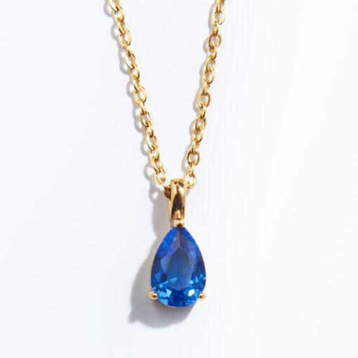 December Blue Zircon Birthstone Necklace