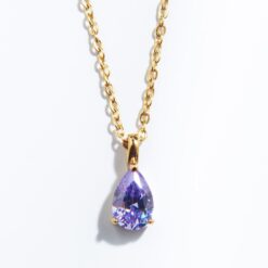June Light Amethyst Birthstone Necklace (18K Gold Plated, Tarnish-Free)