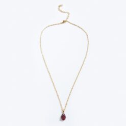 July Ruby Birthstone Necklace (18K Gold Plated, Tarnish-Free)