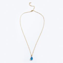 March Aquamarine Birthstone Necklace (18K Gold Plated, Tarnish-Free)