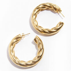 Twisted Hoop Earrings (18K Gold Plated, Tarnish-Free)