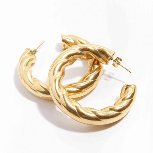 Twisted Hoop Earrings (18K Gold Plated, Tarnish-Free)